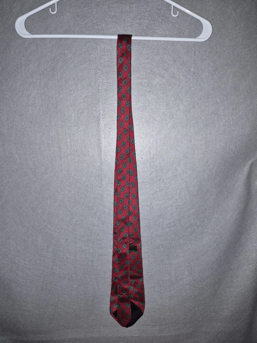 Mario Valentino Red Tie with Blue Medallion Motif